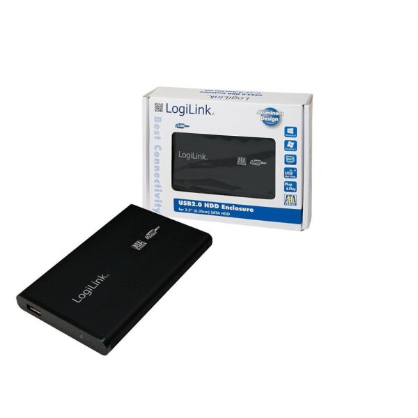 LOGILINK 2,5" USB 2.0 SATA Gehäuse Black ALU ohne NT
