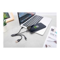 DIGITUS DB-300160-002-S USB Ladekabel USB A - Lightning+micro B+Type-C M/M/M/M 0,15m 3 in 1 Kabel CE