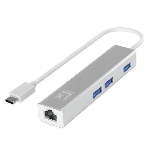 LEVEL ONE LevelOne USB-C   4-Port USB3.0(3x)+ Gbit(1x) LAN Port silber
