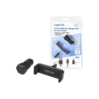 LOGILINK USB-KFZ-Ladegerät und Smartphone-Halter,...