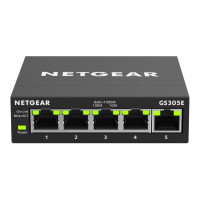 NETGEAR 5-Port Gigabit Ethernet Smart Managed Plus Switch für SMB Metallgehäuse, Desktop, lüfterlos