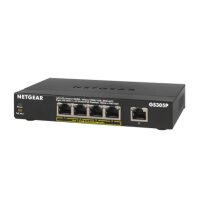 NETGEAR GS305P 5-Port Gigabit PoE Unmanaged Switch mit 4 PoE Ports, Desktop Metallgehäuse, lüfterlos