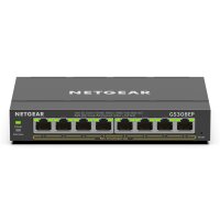 NETGEAR GS308EP 8-Port Gigabit Ethernet PoE+ Smart Managed Plus Switch, PoE Budget 62 W, lüfterlos,