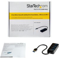 STARTECH.COM 4 Port USB3.0 Hub - 4xUSB-A mit individuellen An/Aus-Schaltern - Mobiler USB3.0 Verteil