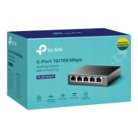 TP-LINK 5-Port 10/100 Mbps Desktop Switch with 4-Port PoE 41 W PoE Power, Desktop Steel Case
