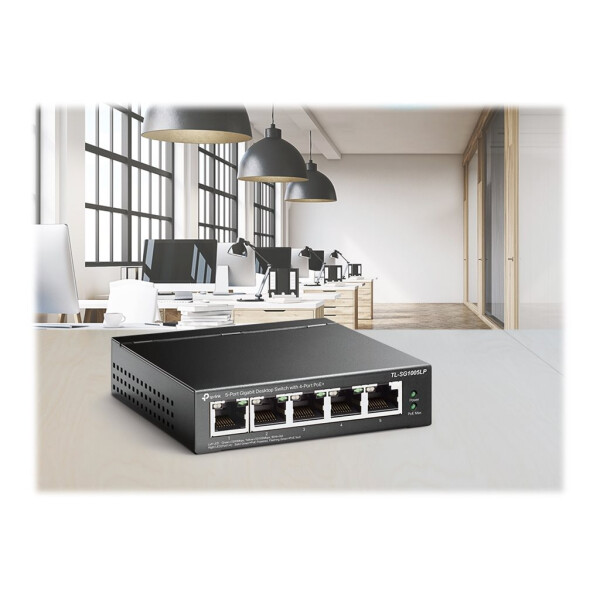 TP-LINK 5-Port Gigabit Desktop Switch with  4-Port PoE+  40 W PoE Power, Desktop Steel Case