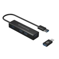 CONCEPTRONIC USB-Hub 4Port USB3.0-> USB-C OTG Adapter sw