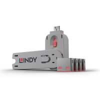 LINDY USB Port Schloss (4 Stück) mit Schlüssel:...