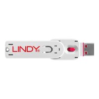 LINDY USB Port Schloss (4 Stück) mit Schlüssel: Code ROT - P