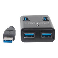 MANHATTAN USB-HUB  4-Port Manhattan USB 3.0  schwarz mit Netzteil