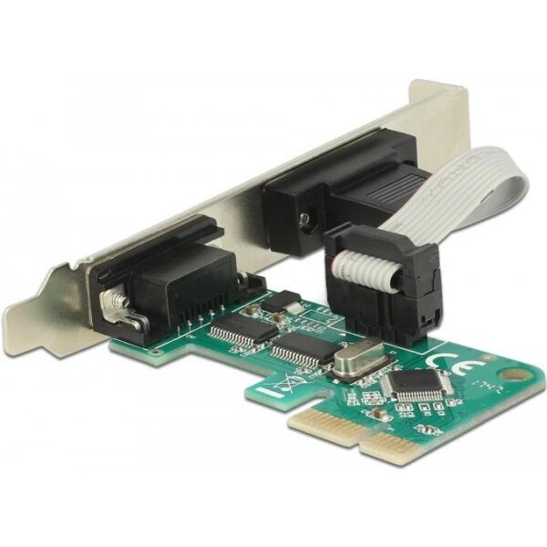 DELOCK PCI Card > 2 x Serial RS-232 - Serieller Adapter - PCIe 1,1 - RS-232 x 2 - grün (89918)