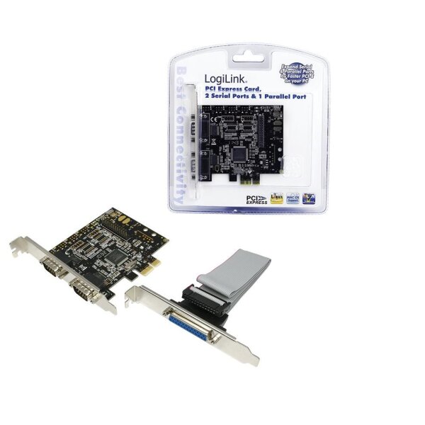 LOGILINK PC0033 PCI Express Schnittstellenkarte Parallel 1x + Seriell 2x