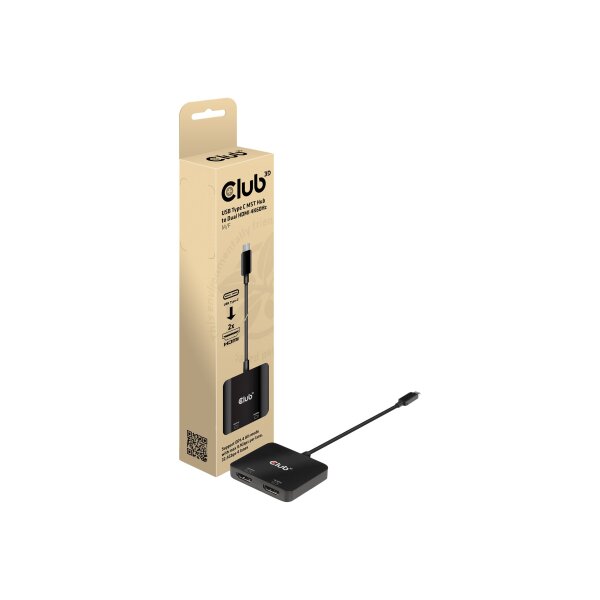 CLUB3D USB-Hub USB 3.2 Typ C > 2x HDMI 2.0 4K60Hz      St/Bu retail