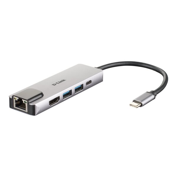 D-LINK USB-C 5-Port USB 3.0 Hub mit HDMI und Ethernet und USB-C Ladeanschluss