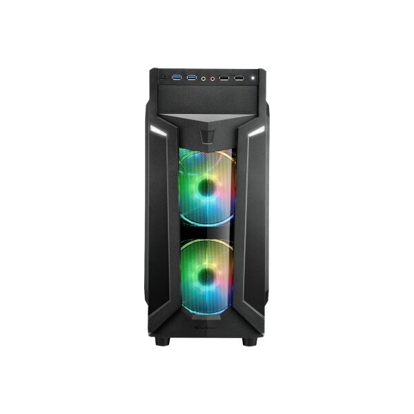 SHARKOON VG6-W RGB Computer-Gehäuse Midi ATX Tower Schwarz (VG6-W RGB)