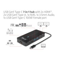 CLUB3D USB-7-in1-HUB USB-C > 2xHDMI/2xUSB/RJ45/USB-C 100W retail