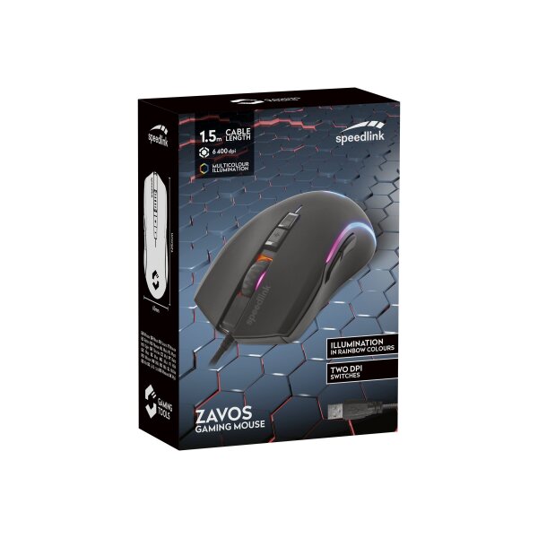 SPEED-LINK SpeedLink ZAVOS Kabelgebunden, USB Gaming-Maus Beleuchtet, Integriertes Scrollrad Schwarz