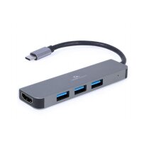 GEMBIRD 3-Port USB Typ-C 2-in-1 Kombi Adapter (Hub+HDMI)