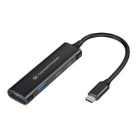 CONCEPTRONIC USB-Hub 4-Port 3.0 ->2xUSB-C/A o.Netzteil sw