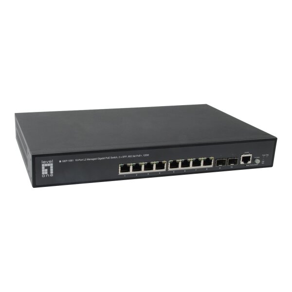 Switch LevelOne  10-Port L2 2xSFP 802.3at + 125W GEP-1061