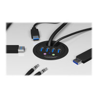 RAIDSONIC Adapter ICY-BOX Tisch-Hub 4x USB 3.0 Type-A mit Audio Ein-/Ausgang