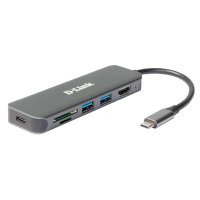 D-LINK DUB-2327 6-in-1 USB-C Hub mit HDMI/Card Reader/Po