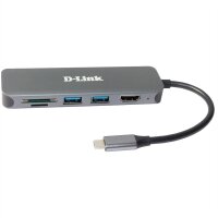 D-LINK DUB-2327 6-in-1 USB-C Hub mit HDMI/Card Reader/Po