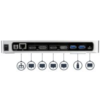 STARTECH.COM Dual 4K Monitor Dockingstation - Dual HDMI Dual DP oder HDMI & DP 60Hz - USB-C/USB 3.0