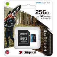 KINGSTON 256GB microSDXC Canvas Go Plus 170R A2 U3 V30 Card + ADP