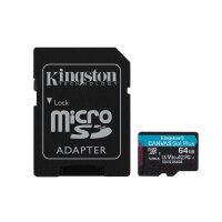 KINGSTON 64GB microSDXC Canvas Go Plus 170R A2 U3 V30 Card + ADP