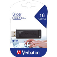 16GB VERBATIM DRIVE SLIDER USB Stick USB2.0 schwarz