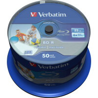 VERBATIM 50x Verbatim Blu-ray BD-R 25GB (6x) wide printable