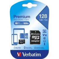 VERBATIM SD MicroSD Card 128GB Verbatim SDXC Premium...
