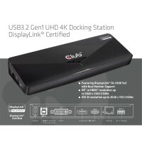 Club3D 4K DualDisp. Dock.USB3 ->3xUSB3/HDMI/DP/DVI/...