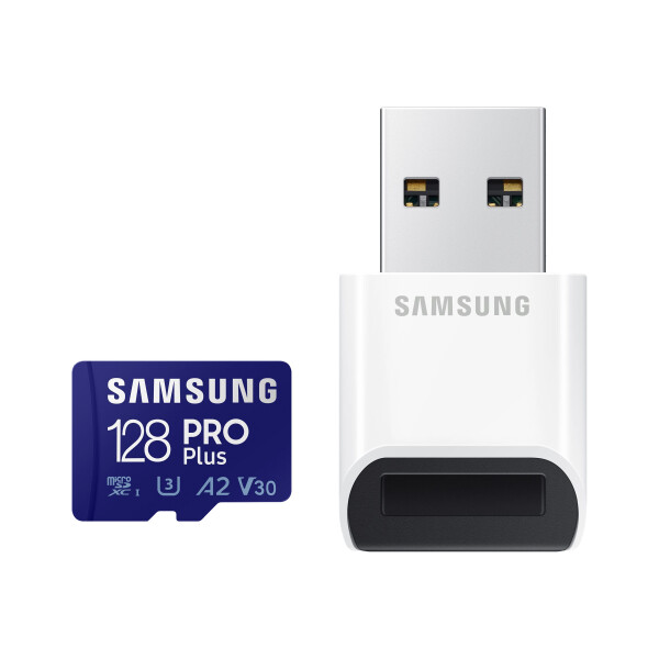 SAMSUNG PRO Plus 128GB microSDXC UHS-I U3 160MB/s Full HD & 4K UHD Speicherkarte inkl. Kartenleser