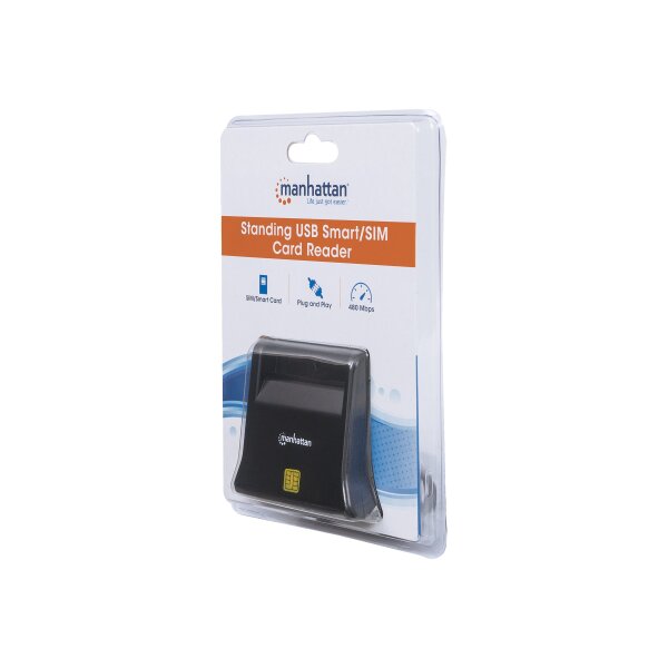 MANHATTAN USB-/SIM-Kartenlesegeraet mit Standfuss USB-Smartcard USB 2.0 Kontaktlesegeraet schwarz