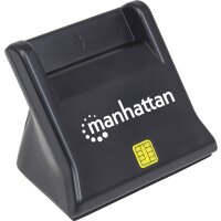 MANHATTAN USB-/SIM-Kartenlesegeraet mit Standfuss USB-Smartcard USB 2.0 Kontaktlesegeraet schwarz