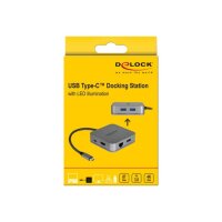 DELOCK USB Type-C Dockingstation für Mobilgeräte 4K - HDMI / Hub / LAN / PD 3.0 mit LED Beleuchtung