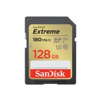 SANDISK Extreme 128GB SDXC Speicherkarte 2022 (bis zu 180MB/s, Cl10, U3, V30)