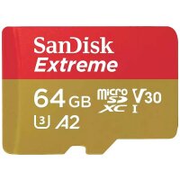 SANDISK Extreme 64GB microSDXC Speicherkarte Kit (2022) bis 190 MB/s, C10,U3,V30