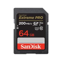 SANDISK Extreme Pro 64 GB SDXC Speicherkarte 2022 (bis 200 MB/s, Cl10, U3, V30)