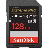 SANDISK Extreme Pro 128 GB SDXC Speicherkarte 2022 (bis 200 MB/s, Cl10, U3, V30)