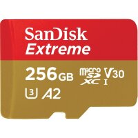 SANDISK Extreme 256GB microSDXC Speicherkarte Kit (2022) bis 190 MB/s,C10,U3,V30