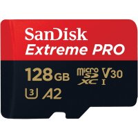 SANDISK Extreme Pro 128 GB microSDXC Speicherkarte (200 MB/s,A2,Class10,U3,V30)