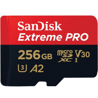 SANDISK Extreme Pro 256 GB microSDXC Speicherkarte (200 MB/s,A2,Class10,U3,V30)
