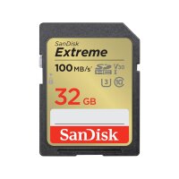 SANDISK Extreme 32 GB SDHC Speicherkarte 2022 (bis zu 100MB/s, Cl10, U3, V30)