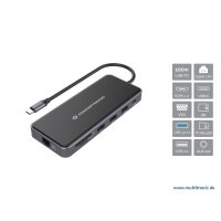 CONCEPTRONIC Adapter USB-C->2xHDMI,GbE,PD,2xUSB3.0,SD0.25 gr