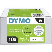 DYMO 1x10 Dymo D1 Schriftband 12mmx7m schwarz auf...