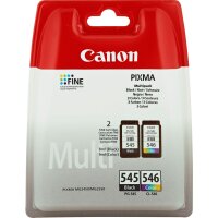CANON PG 545 / CL 546 Multipack 2er Pack Schwarz, Farbe (Cyan, Magenta, Gelb) Tintenpatrone