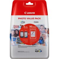CANON PG 545 XL/CL 546XL Photo Value Pack 2er Pack Schwarz, Farbe (Cyan, Magenta, Gelb) 50 Blatt